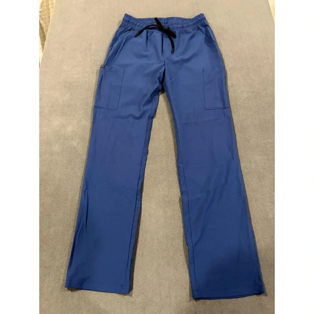 Jaanuu Cargo Scrub Pants Men XS Blue Stretch Drawstring Workwear Utility Pockets